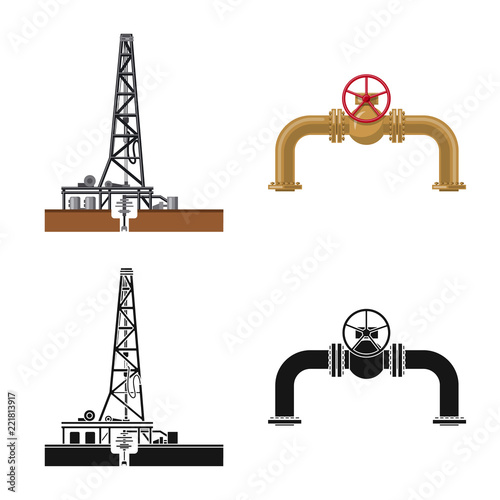 Vector illustration of oil and gas symbol. Collection of oil and petrol vector icon for stock.