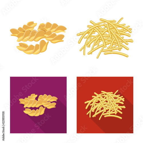 Isolated object of pasta and carbohydrate symbol. Collection of pasta and macaroni vector icon for stock.