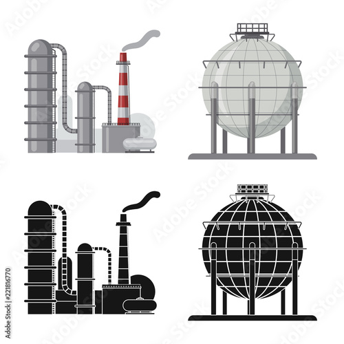 Vector illustration of oil and gas sign. Collection of oil and petrol stock vector illustration.