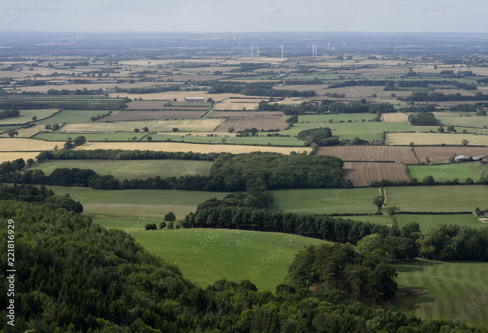 Beautiful view on the top of moutain at countryside in north of England, Top view of large field with gloomy cloud Beautiful view on the top of moutain at countryside in north of England, Top view of large field with gloomy cloud