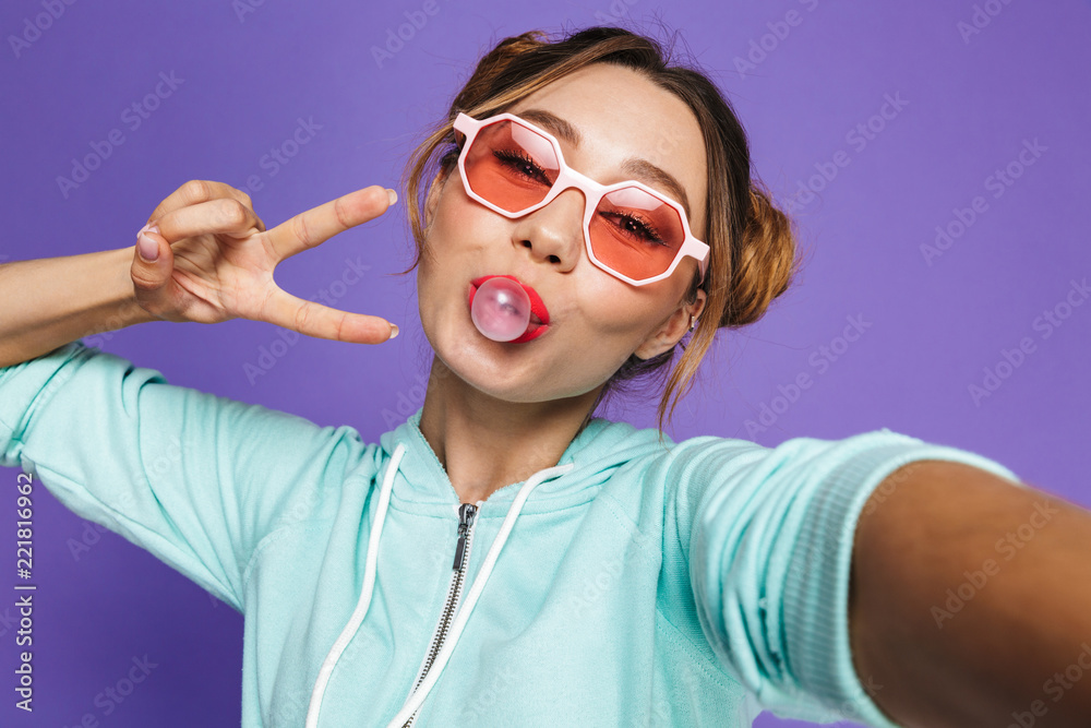 Portrait of a funny young girl with bright makeup Portrait of a funny young girl with bright makeup