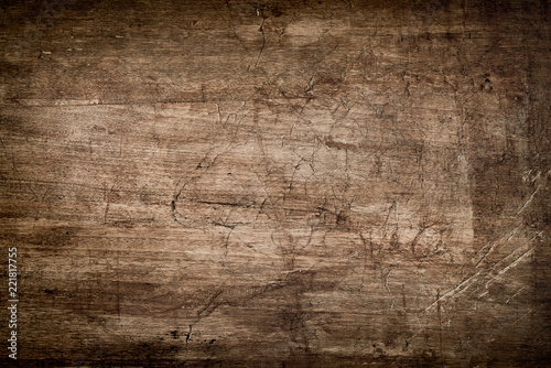 Plakat Ciemnobrązowy drewno tekstury z zadrapaniami