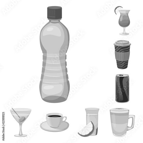 Vector design of drink and bar icon. Collection of drink and party vector icon for stock.