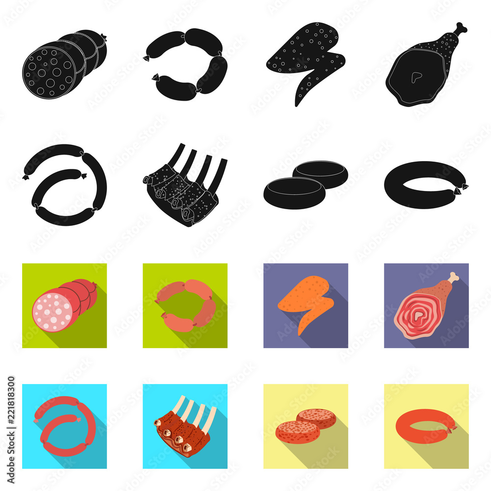 Vector design of meat and ham symbol. Set of meat and cooking stock symbol for web.