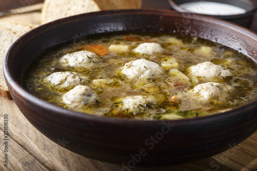 rustic soup with meatballs