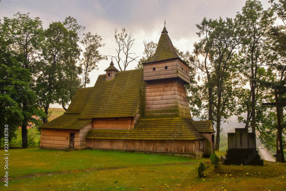 Wooden gothic church of St. Martin in Grywald, Poland
