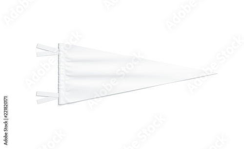 Blank white triangular pennant mock up, isolated, 3d rendering. Clear classic penant mockup, top view. Empty flag pendant template