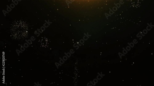 36th Happy Anniversary Text Greeting and Wishes card Made from Glitter Particles From Golden Firework display on Black Night Motion Background. for celebration, party, greeting card, invitation card. photo