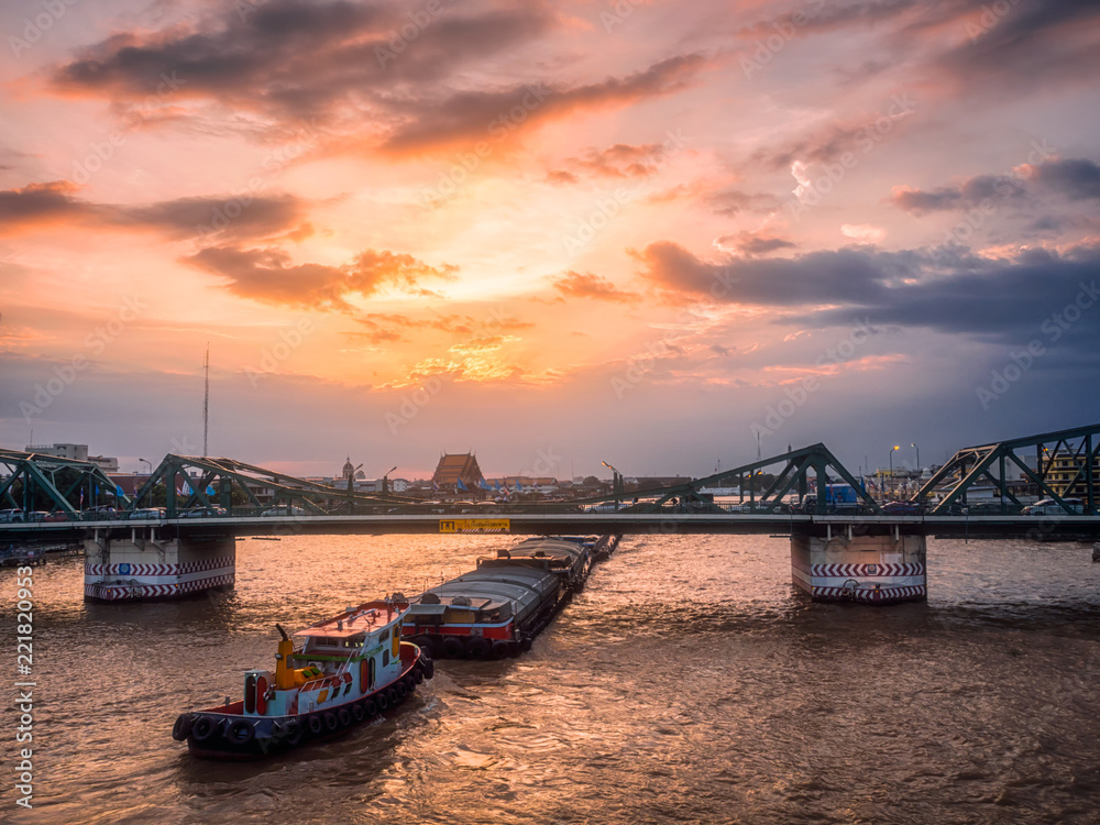 Bridge is beautiful at sunset. Bangkok, Thailand.