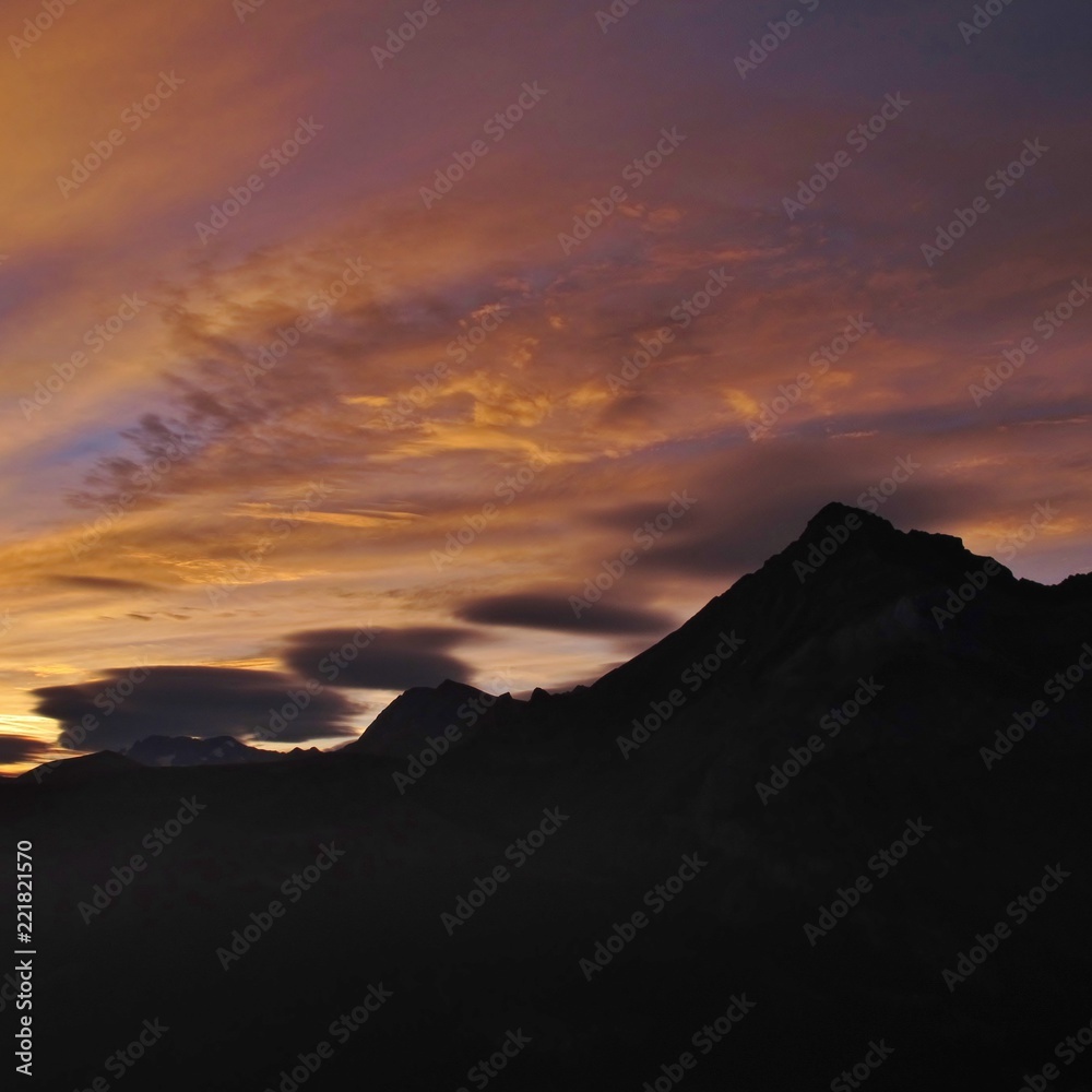 Sunrise view from Vorder Walig, Gsteig bei Gstaad. Bernese Oberland, Switzerland.
