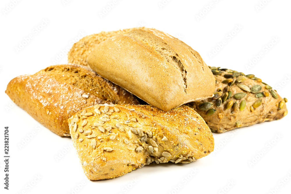 some tasty german bread roll with grains and flour on top, german buns some tasty german bread roll with grains and flour on top, german buns