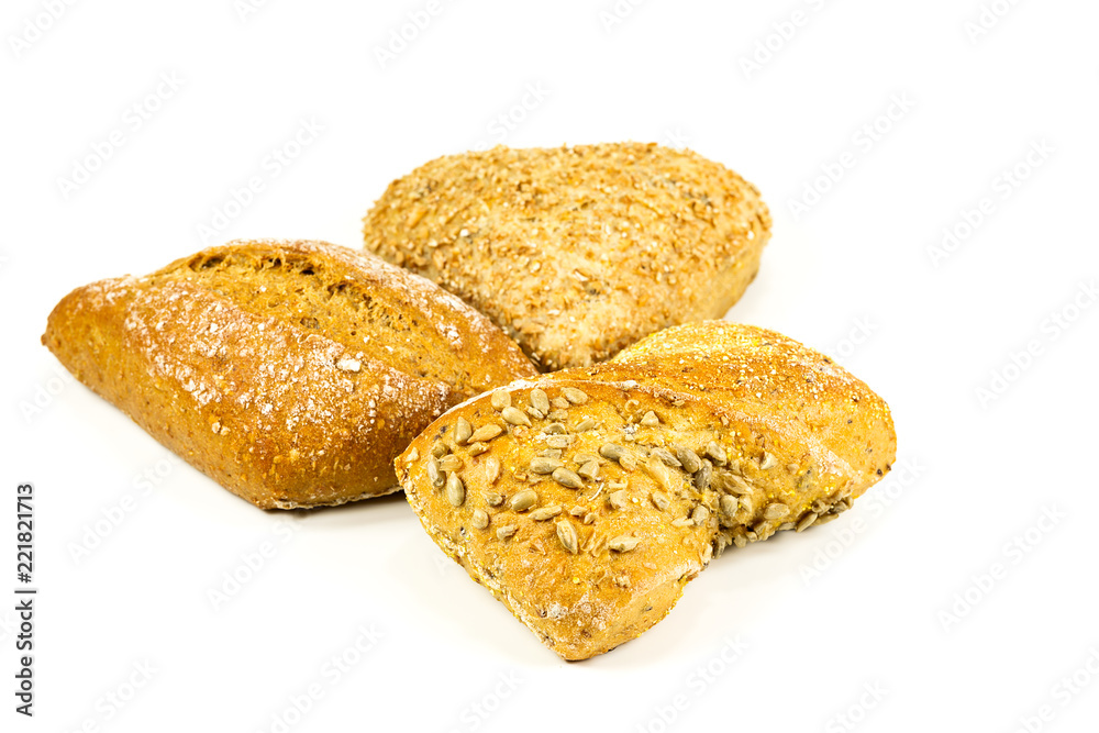 some tasty german bread roll with grains and flour on top, german buns some tasty german bread roll with grains and flour on top, german buns