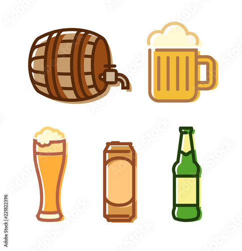 Vector Beer Icons isolated ...