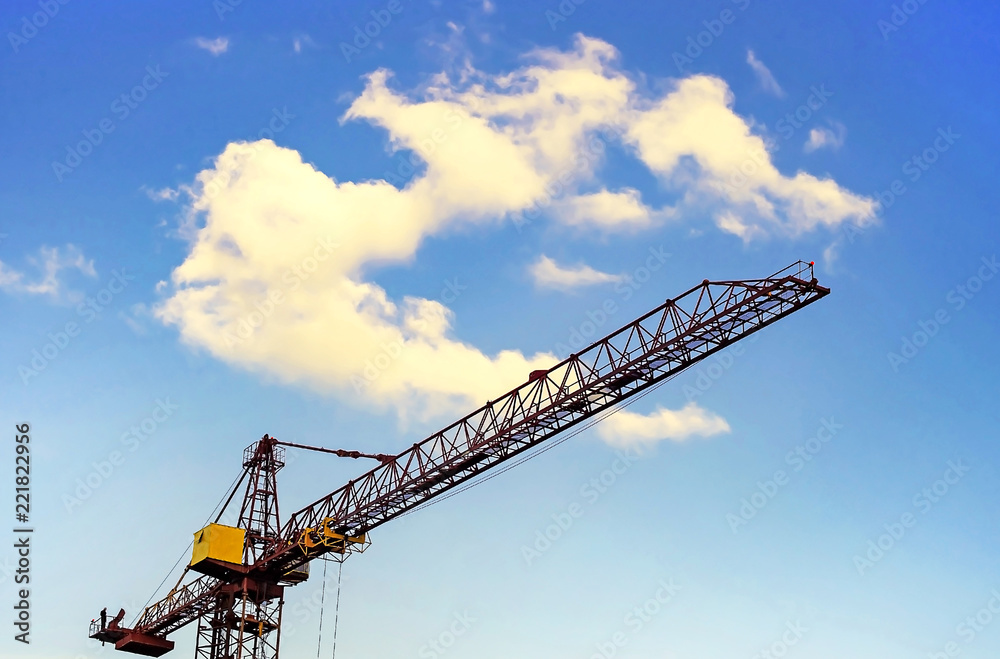 Construction cranes against the bly sky background, Construction cranes against the bly sky background,