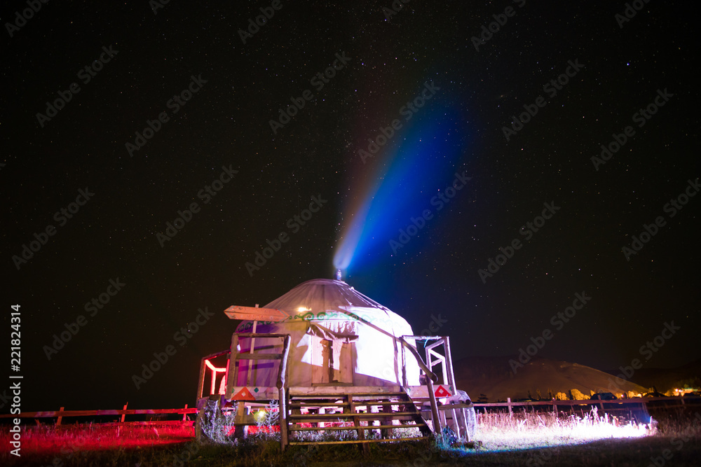 The dome house under the starry night sky The dome house under the starry night sky