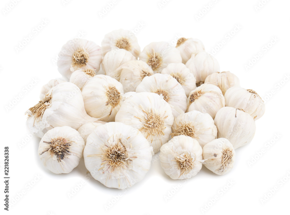 Pile of Fresh Organic Garlic Isolated on White Background Pile of Fresh Organic Garlic Isolated on White Background