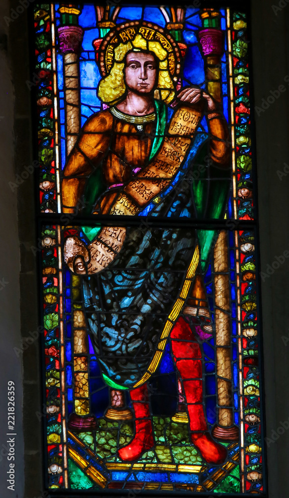 Catholic Saint - Stained Glass in Santa Croce, Italy