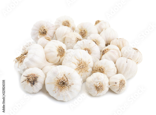 Pile of Fresh Organic Garlic Isolated on White Background
