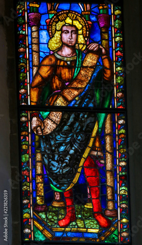 Catholic Saint - Stained Glass in Santa Croce, Italy