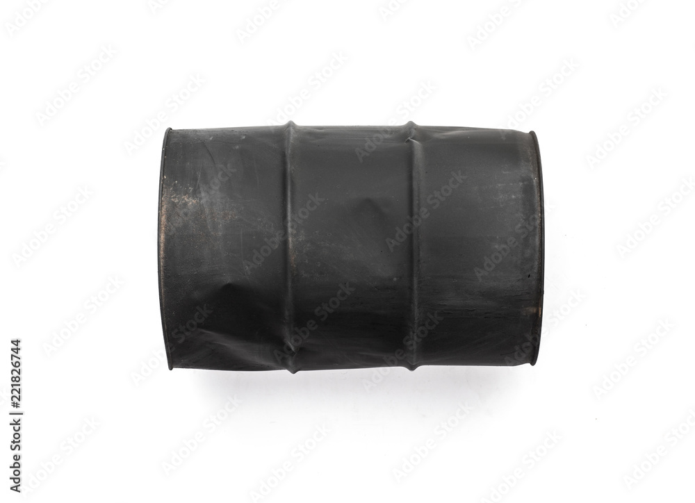 black metal barrel on a white background black metal barrel on a white background