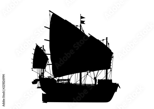 silhouette of the ancient ship vector