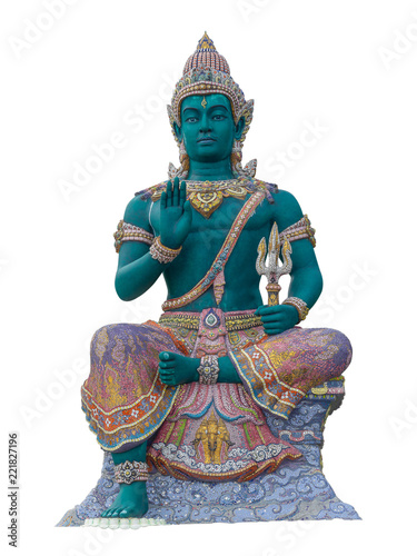 Indra statue Green giant Rong Sua Ten blue. photo