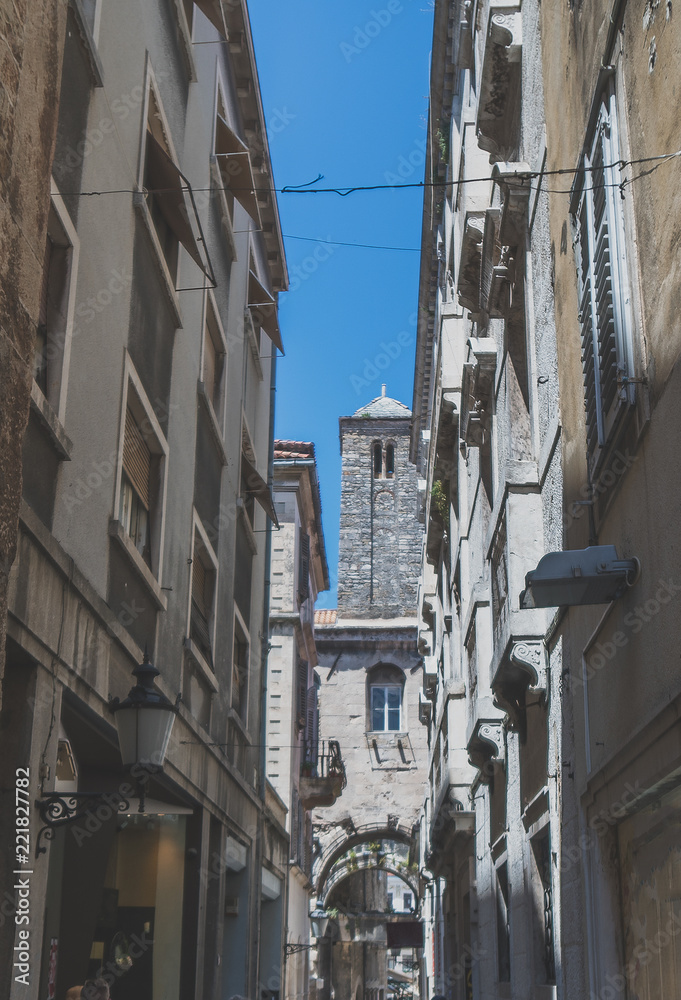 Beautiful narrow old street in Split, Croatia.