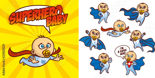 Superhero Baby boy Cartoon character Vector illustration