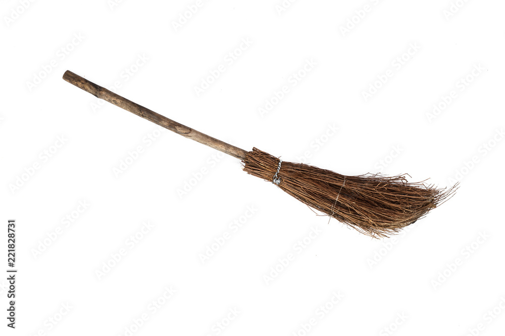 Obraz premium old sweeping broom , white background