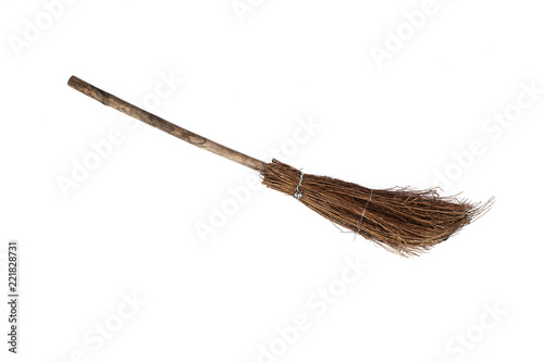 old sweeping broom , white background photo