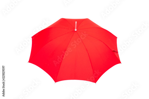 red umbrella on white isolated background