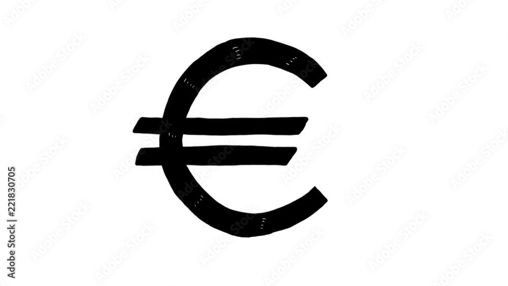 Hand drawn animation of euro currency sign. Currency sign animation Hand drawn animation of euro currency sign. Currency sign animation