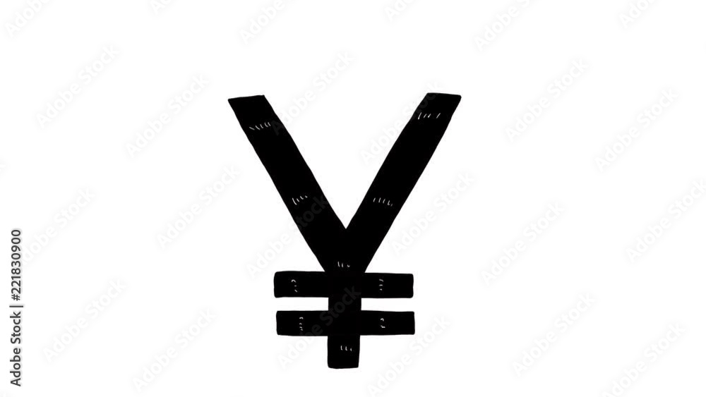Hand drawn animation of japanese yen sign. Currency sign animation Hand drawn animation of japanese yen sign. Currency sign animation