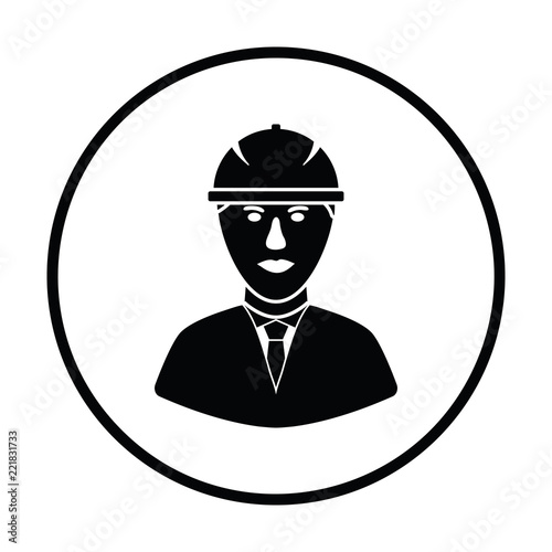 Icon of construction worker head in helmet