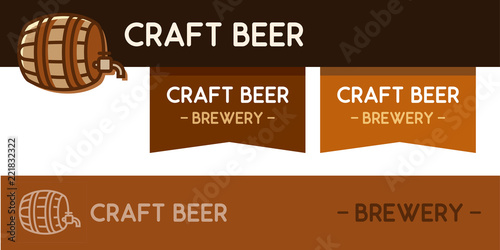 Logo for Craft Beer brewery with wooden barrel for beverage