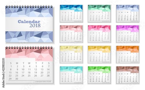Calendar abstract style design Vector. 3d detailed illustrations