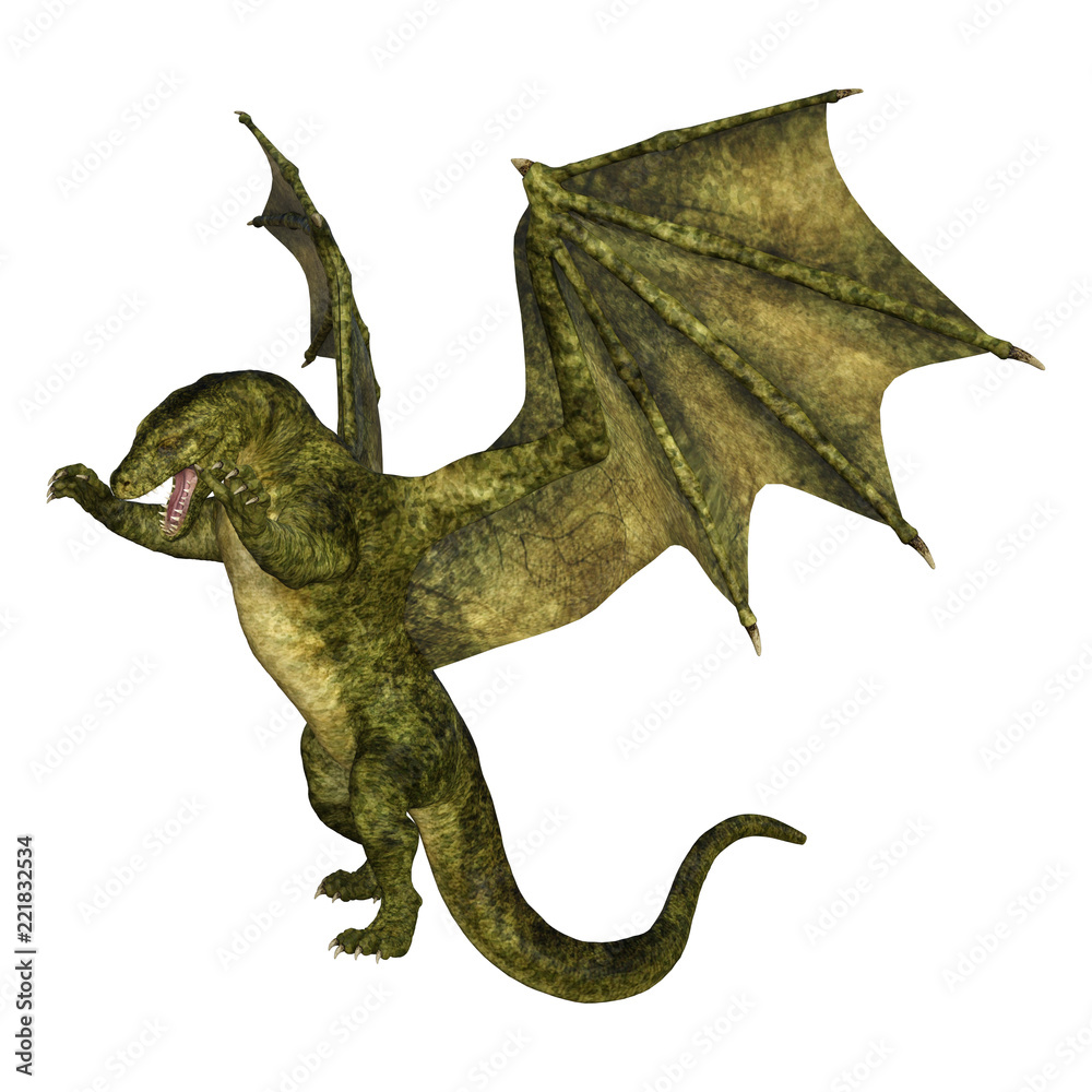 Fototapeta premium 3D Fantasy Fantasy Dragon na białym tle