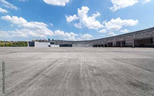 Empty ground and exhibition hall in Chongqing, China photo