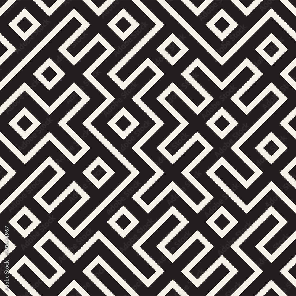 Irregular maze line lattice. Abstract geometric background design. Vector seamless pattern.