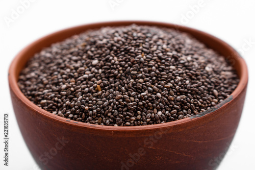 chia seeds on a white acrylic background