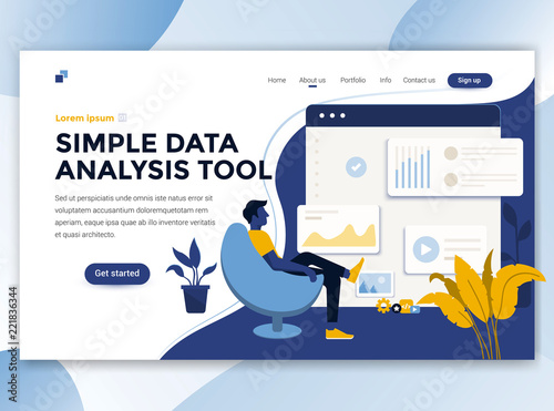 Flat Modern design of wesite template - Simple Data analysis tool