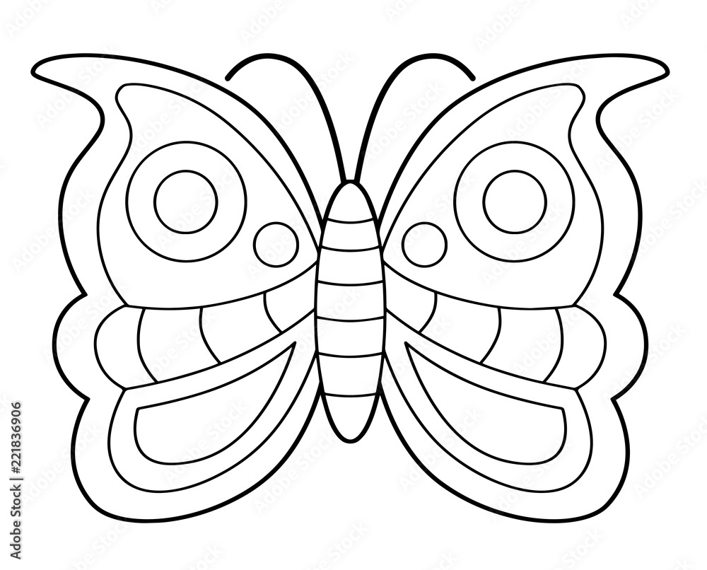 cartoon scene with beautiful butterfly on white background ...