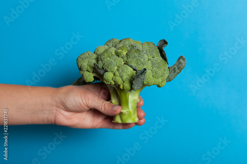 Diet agricultural broccoli in hand.