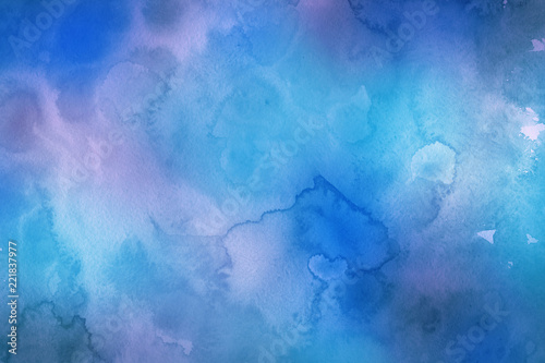 Colorful watercolor paper textures on white background. Chaotic abstract organic design. 