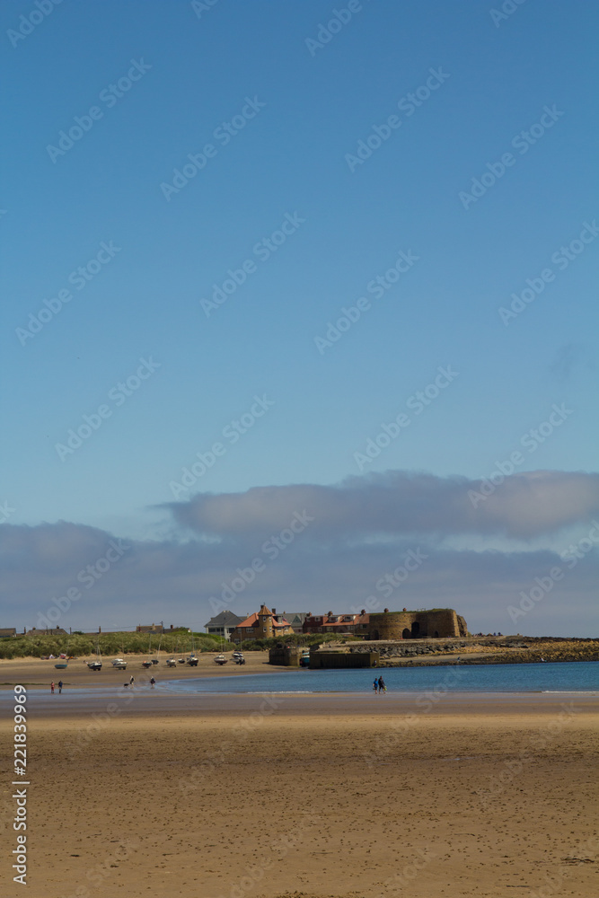 the large expansive beach at Beadnell Bay