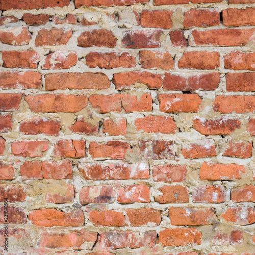 Closeup of old red brick wall texture background. Can be used for interior design. For add text message or backdrop for graphic design