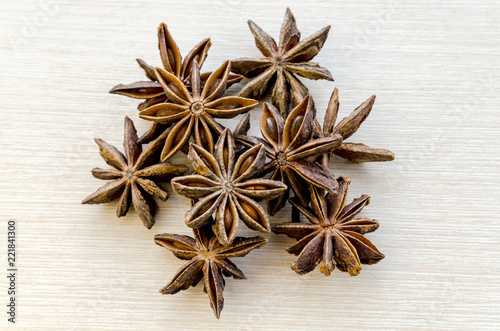 Fototapeta Naklejka Na Ścianę i Meble -  True star anise close up. Badiane. Spices.