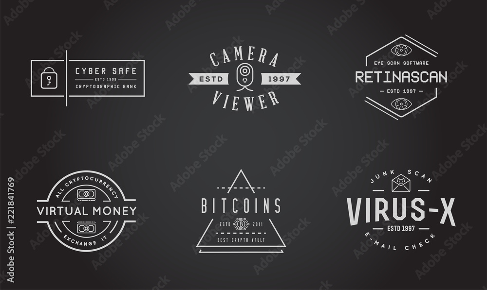 Obraz premium Set of Vector Cyber Security Identity Badges and Signs Can be used as Logotype