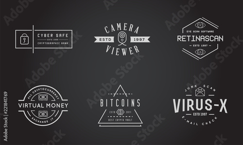 Set of Vector Cyber Security Identity Badges and Signs Can be used as Logotype