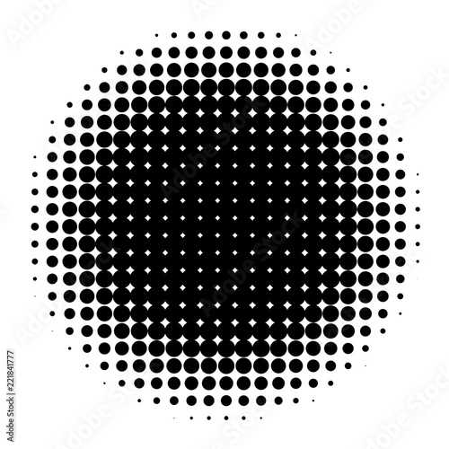 Circle in Halftone, Halftone Dot Pattern, Vector Illustration.
